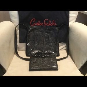 Carlos Falchi Black Python Purse